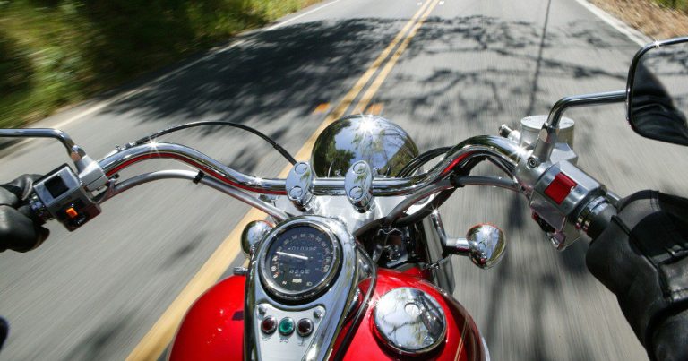 View from perspective of person riding motorcycle