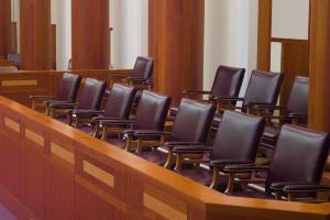 jury box in courtroom