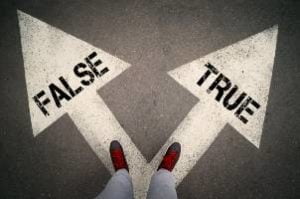 false and true arrows on road