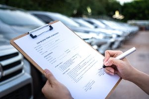 clipboard with rental car agreement