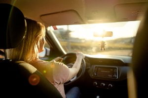 sun glare shining into windshield