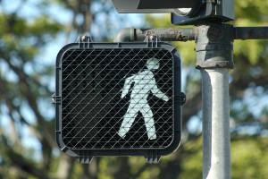 walk signal at crosswalk