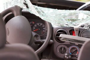 damaged windshield from collision