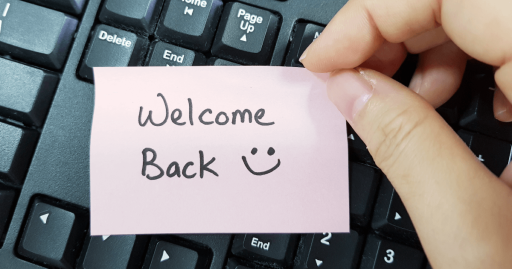 Current image: welcome back on post it note social